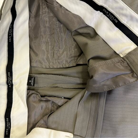 Ann Taylor Taupe Pin Stripe Wide Leg Slacks Size 6 - Picture 6 of 7